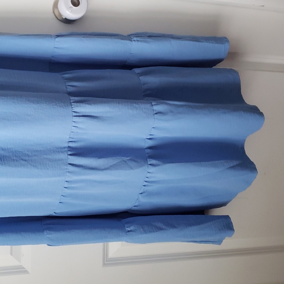 Umgee Tiered Dress Printed Flutter Sleeves V Neck Collar Midi Blue XL - Picture 5 of 11